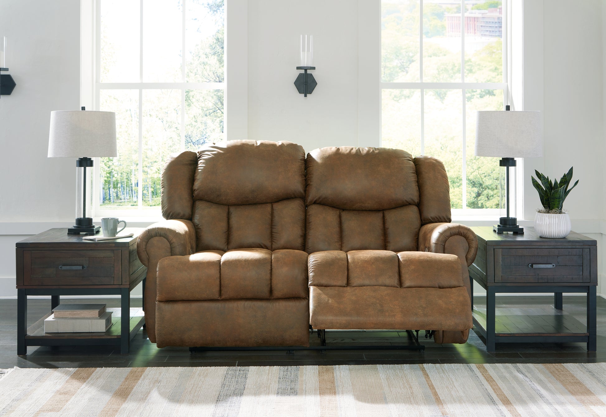 Orange Furniture Outlet - Ashley Furniture - Boothbay Living Room - Reclining Power Loveseat / Auburn - 4470474