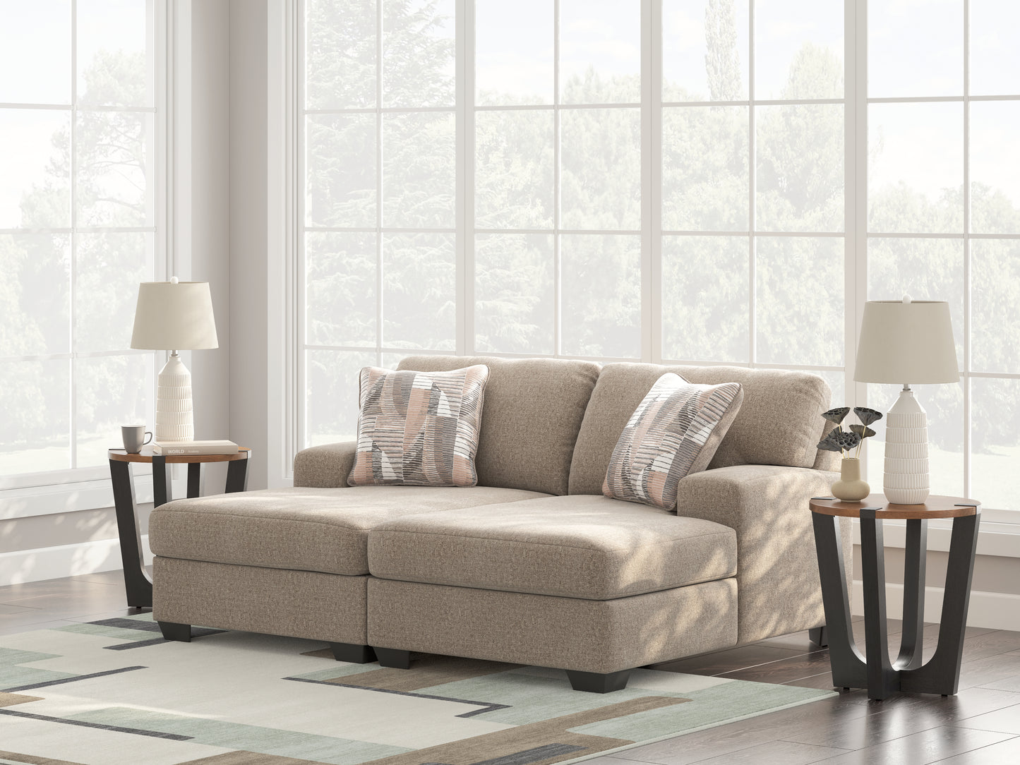 Orange Furniture Outlet - Ashley Furniture - Newellen Sectional - RAF 2-Piece Super Chaise / Hemp - 48404S4