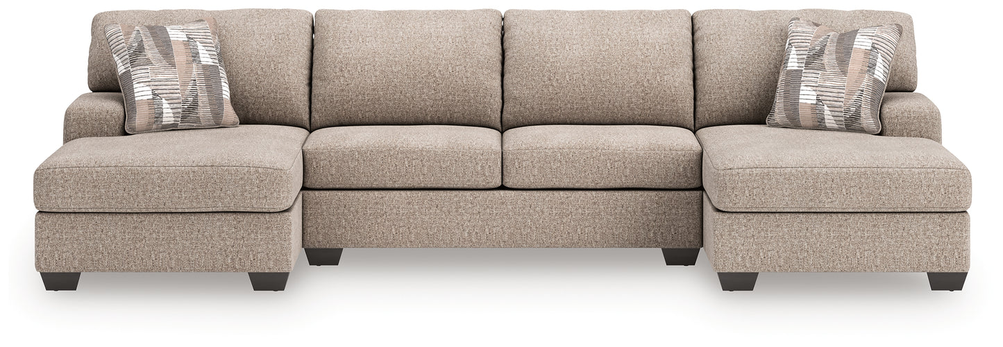 Orange Furniture Outlet - Ashley Furniture - Newellen Sectional - RAF 3-Piece Sectional with Double Chaise / Hemp - 48404S3