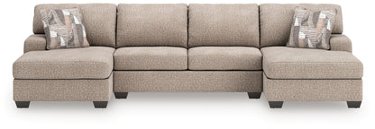 Orange Furniture Outlet - Ashley Furniture - Newellen Sectional - RAF 3-Piece Sectional with Double Chaise / Hemp - 48404S3