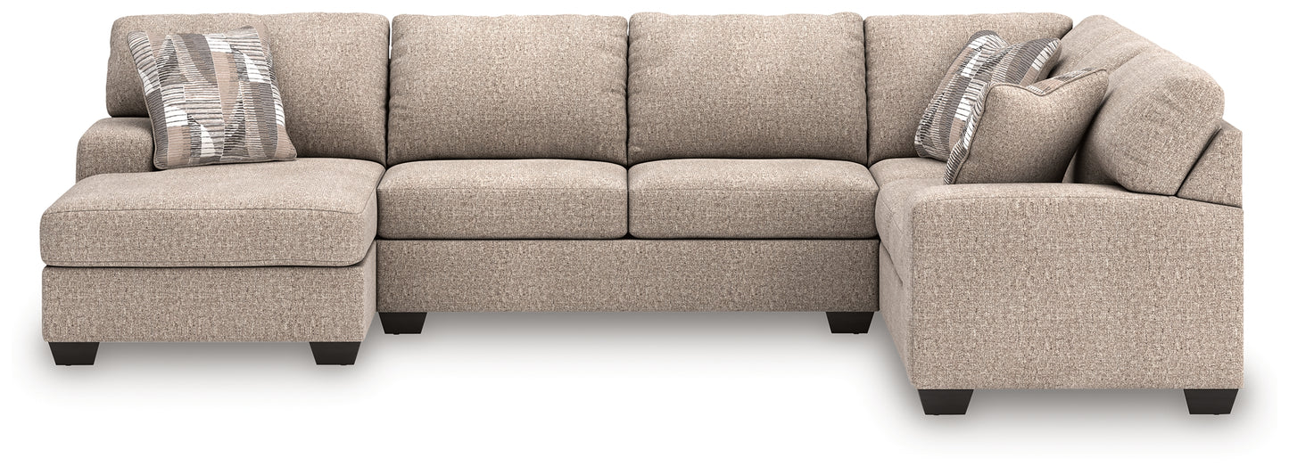 Orange Furniture Outlet - Ashley Furniture - Newellen Sectional - RAF 3-Piece Sleeper Sectional with Chaise / Hemp - 48404S5