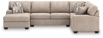 Orange Furniture Outlet - Ashley Furniture - Newellen Sectional - RAF 3-Piece Sleeper Sectional with Chaise / Hemp - 48404S5