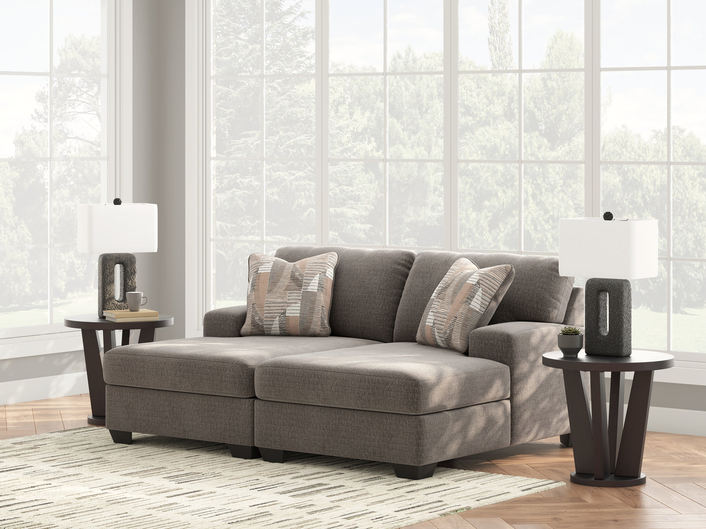 Orange Furniture Outlet - Ashley Furniture - Newellen Sectional - RAF 2-Piece Super Chaise / Greystone - 48405S4
