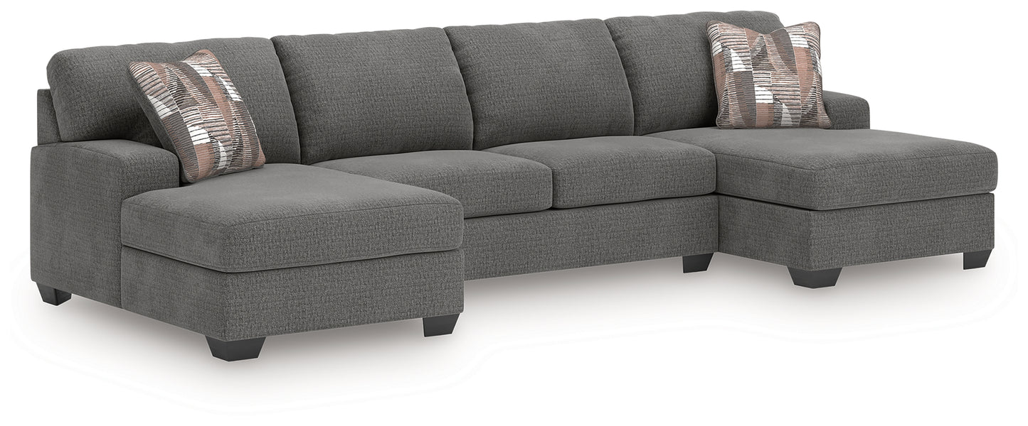 Orange Furniture Outlet - Ashley Furniture - Newellen Sectional - RAF 3-Piece Sectional with Double Chaise / Greystone - 48405S3