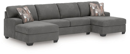 Orange Furniture Outlet - Ashley Furniture - Newellen Sectional - RAF 3-Piece Sectional with Double Chaise / Greystone - 48405S3