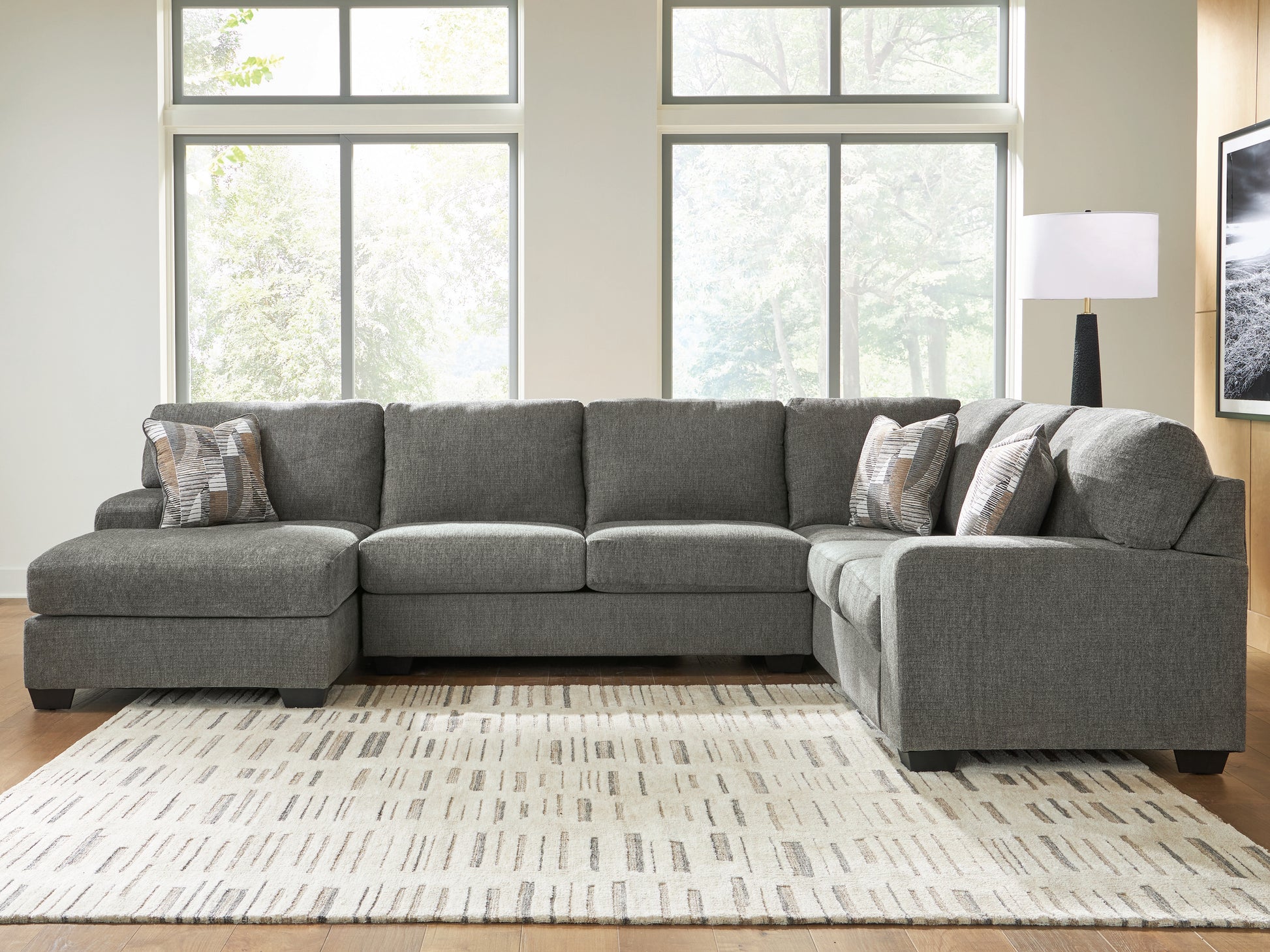Orange Furniture Outlet - Ashley Furniture - Revenna Sectional - RAF 3-Piece Sectional with Chaise / Greystone - PC48405S1