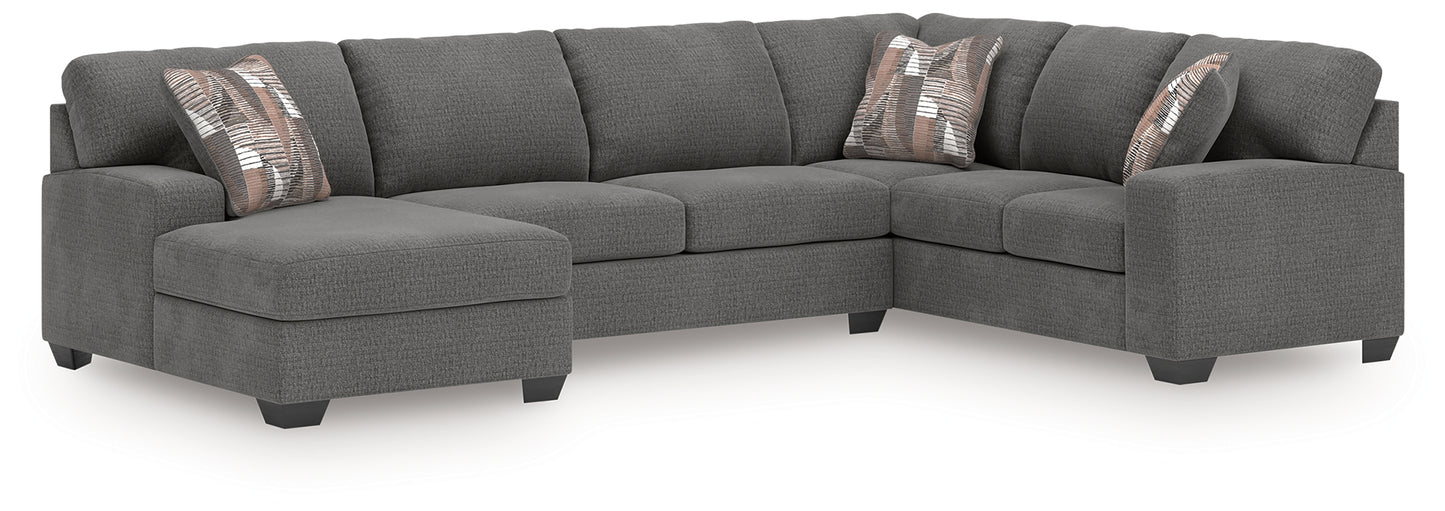 Orange Furniture Outlet - Ashley Furniture - Newellen Sectional - RAF 3-Piece Sectional with Chaise / Greystone - 48405S1