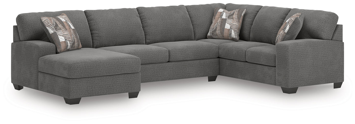 Orange Furniture Outlet - Ashley Furniture - Newellen Sectional - RAF 3-Piece Sleeper Sectional with Chaise / Greystone - 48405S5