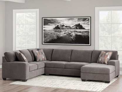Orange Furniture Outlet - Ashley Furniture - Newellen Sectional - LAF 3-Piece Sectional with Chaise / Greystone - 48405S2