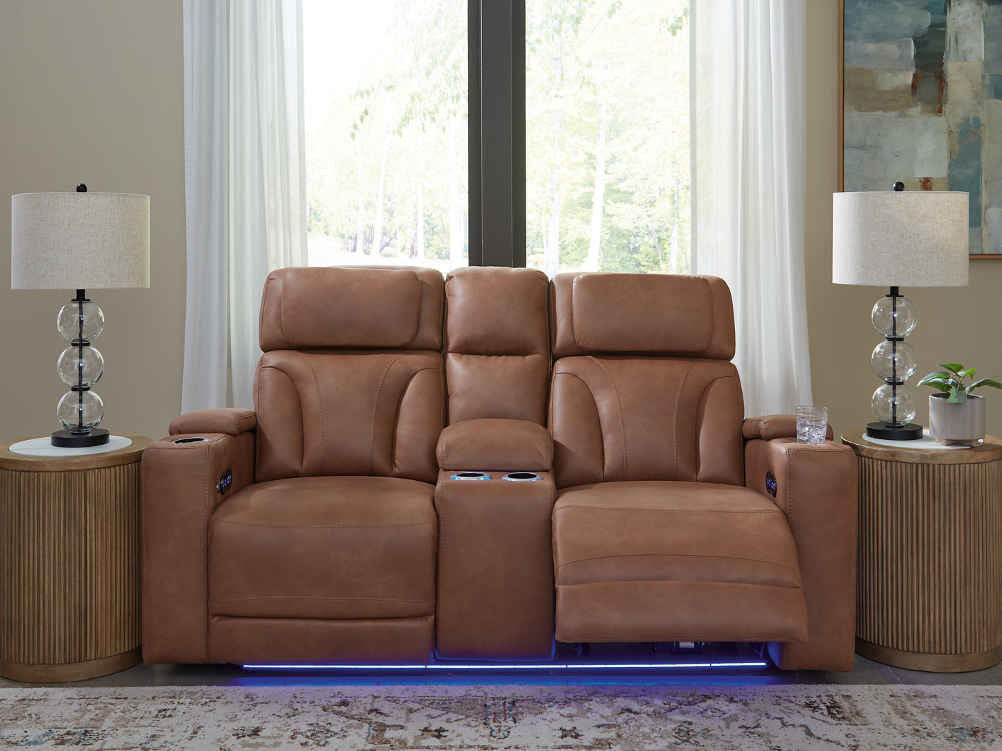 Orange Furniture Outlet - Ashley Furniture - Clean-Slate Living Room - PWR REC Loveseat/CON/ADJ HDRST / Caramel - PC5010118