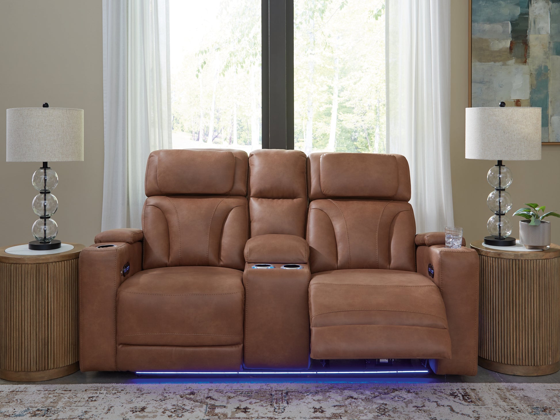 Orange Furniture Outlet - Ashley Furniture - Clean-Slate Living Room - PWR REC Loveseat/CON/ADJ HDRST / Caramel - PC5010118