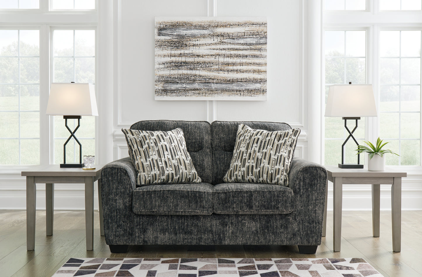 Orange Furniture Outlet - Ashley Furniture - Lonoke Living Room - Loveseat / Gunmetal - 5050435