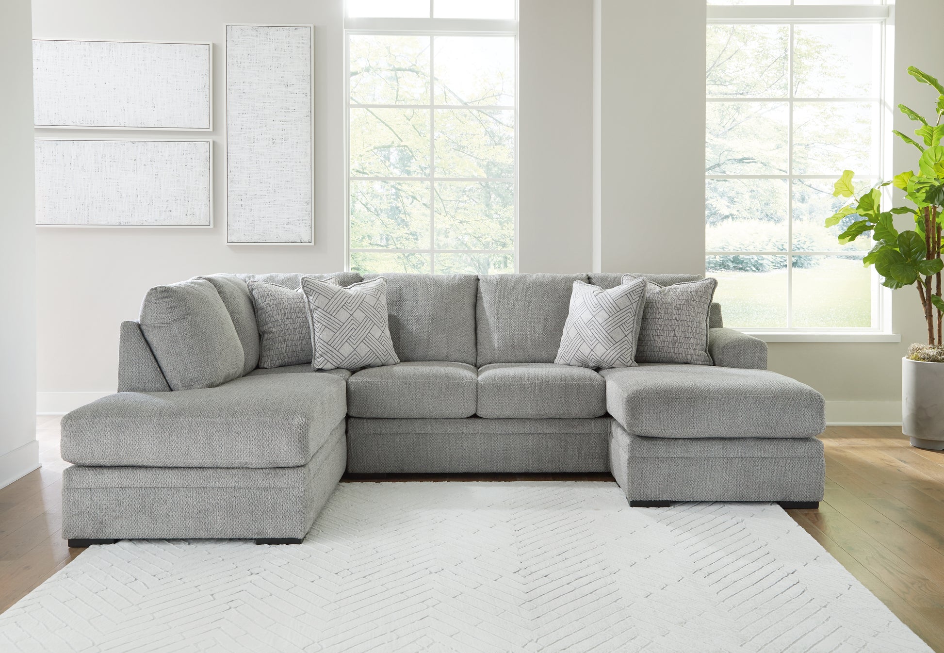 Orange Furniture Outlet - Ashley Furniture - Casselbury Sectional - LAF 2-Piece Sectional with Chaise / Cement - 52906S1