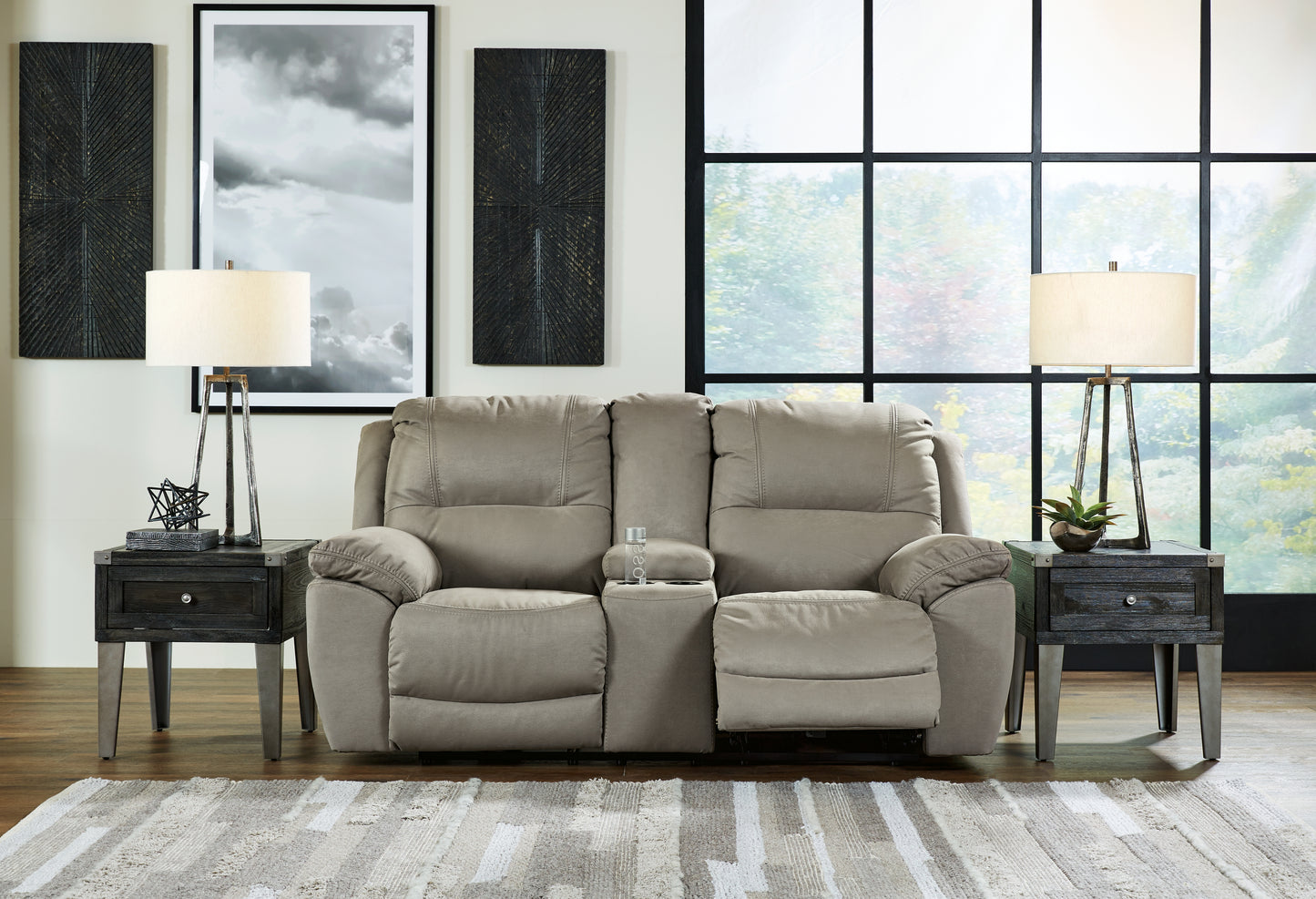Orange Furniture Outlet - Ashley Furniture - Next-Gen Gaucho Living Room - DBL REC PWR Loveseat w/Console / Putty - 5420396
