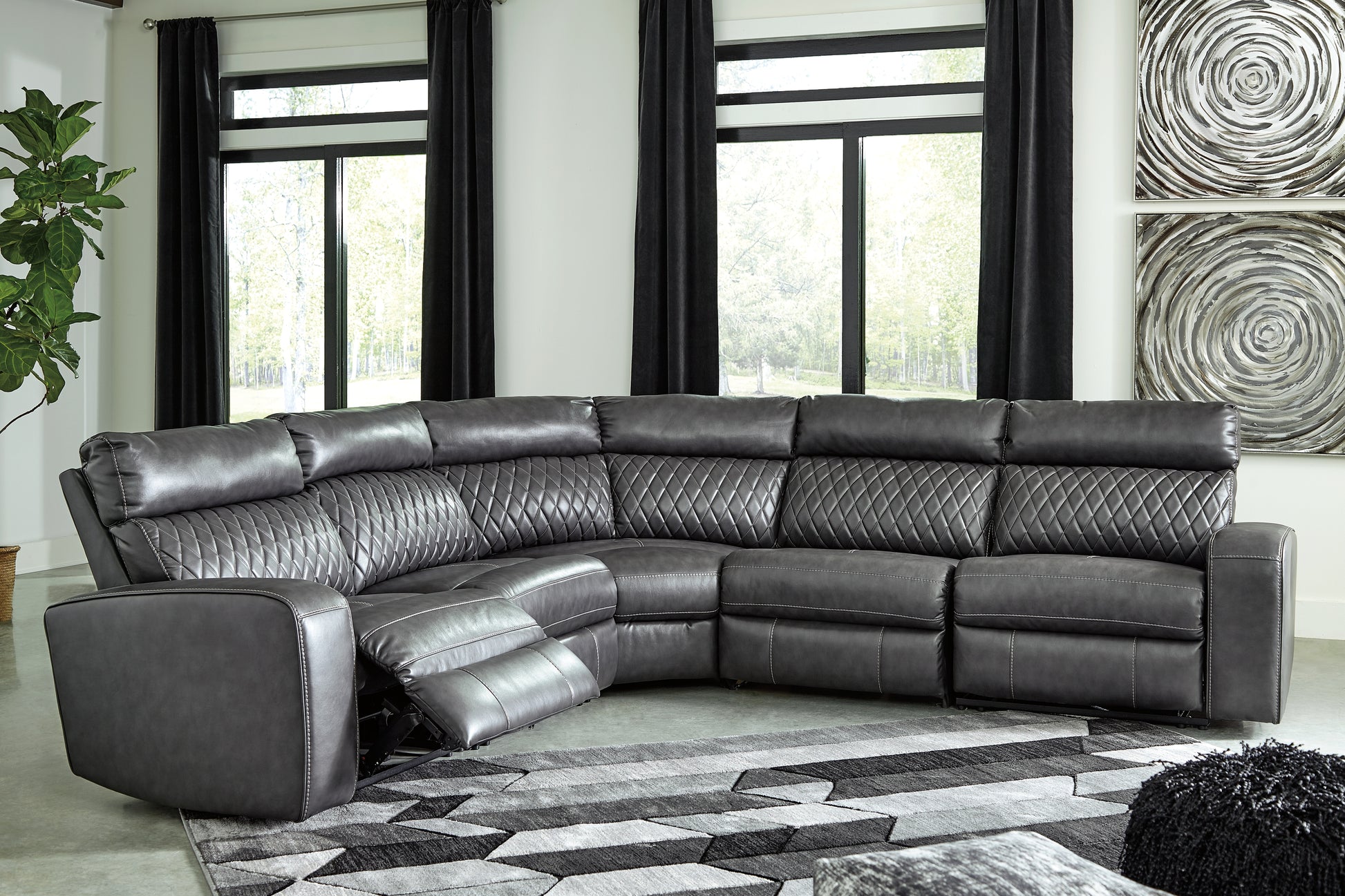 Orange Furniture Outlet - Ashley Furniture - Samperstone Sectional - 2-Piece Power Reclining Sectional Loveseat / Gray - 55203S5