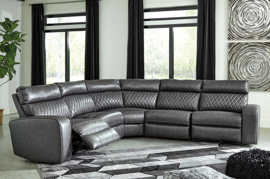 Orange Furniture Outlet - Ashley Furniture - Samperstone Sectional - 2-Piece Power Reclining Sectional Loveseat / Gray - 55203S5