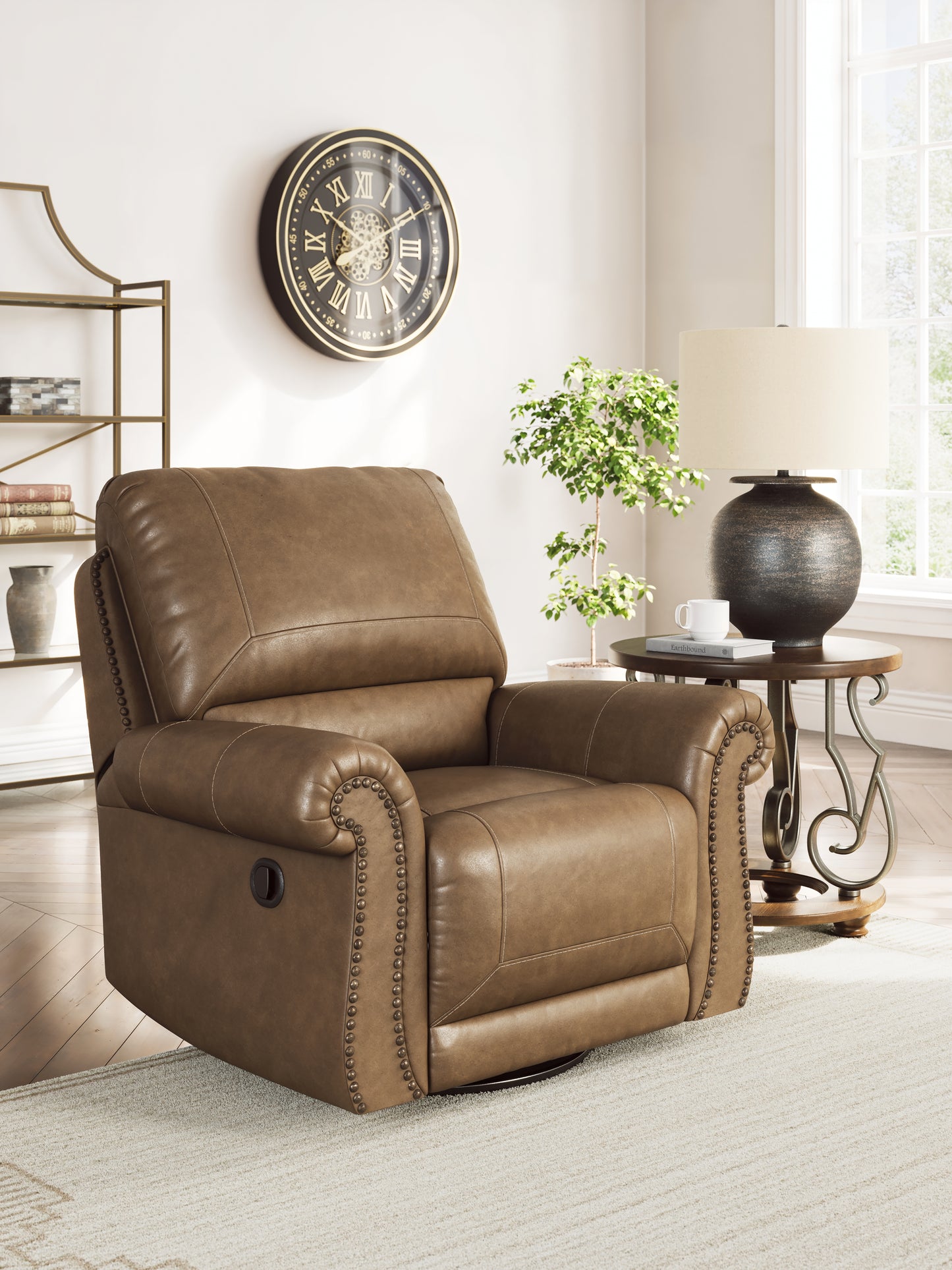 Orange Furniture Outlet - Ashley Furniture - Chasemore Living Room - Swivel Glider Recliner / Earth - PC5590261