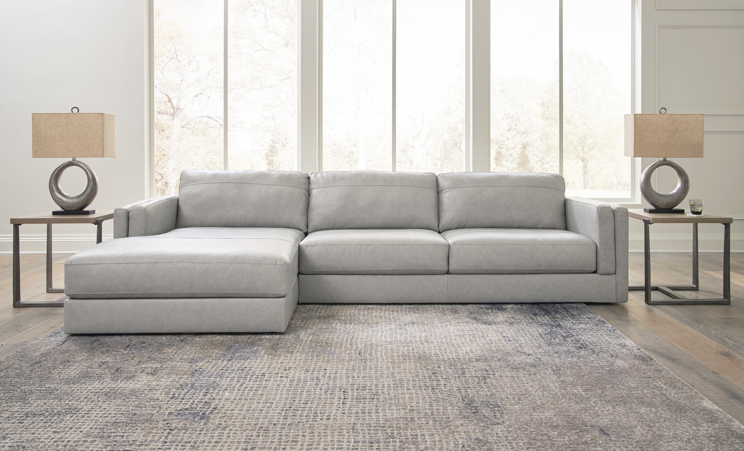 Orange Furniture Outlet - Ashley Furniture - Amiata Sectional - RAF 2-Piece Sectional with Chaise / Glacier - 57404S1