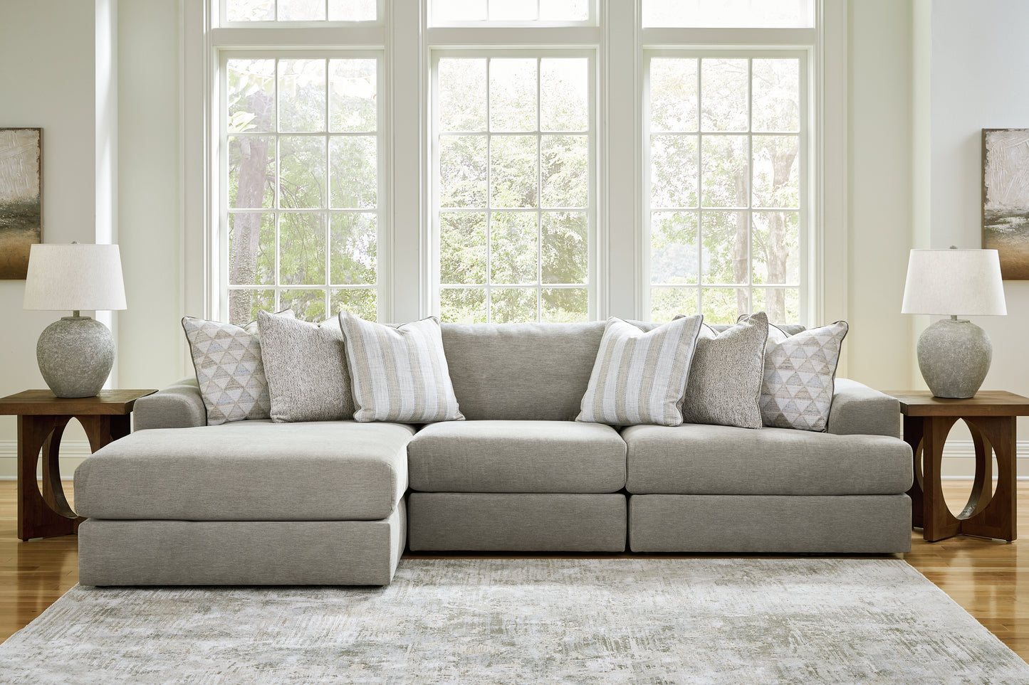 Orange Furniture Outlet - Ashley Furniture - Avaliyah Sectional - RAF 3-Piece Sectional with Chaise / Ash - 58103S3