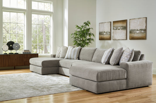 Orange Furniture Outlet - Ashley Furniture - Avaliyah Sectional - RAF 4-Piece Double Chaise Sectional / Ash - 58103S11