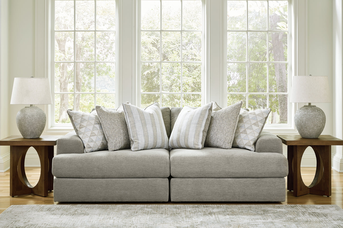 Orange Furniture Outlet - Ashley Furniture - Avaliyah Sectional - RAF 2-Piece Sectional Loveseat / Ash - 58103S1