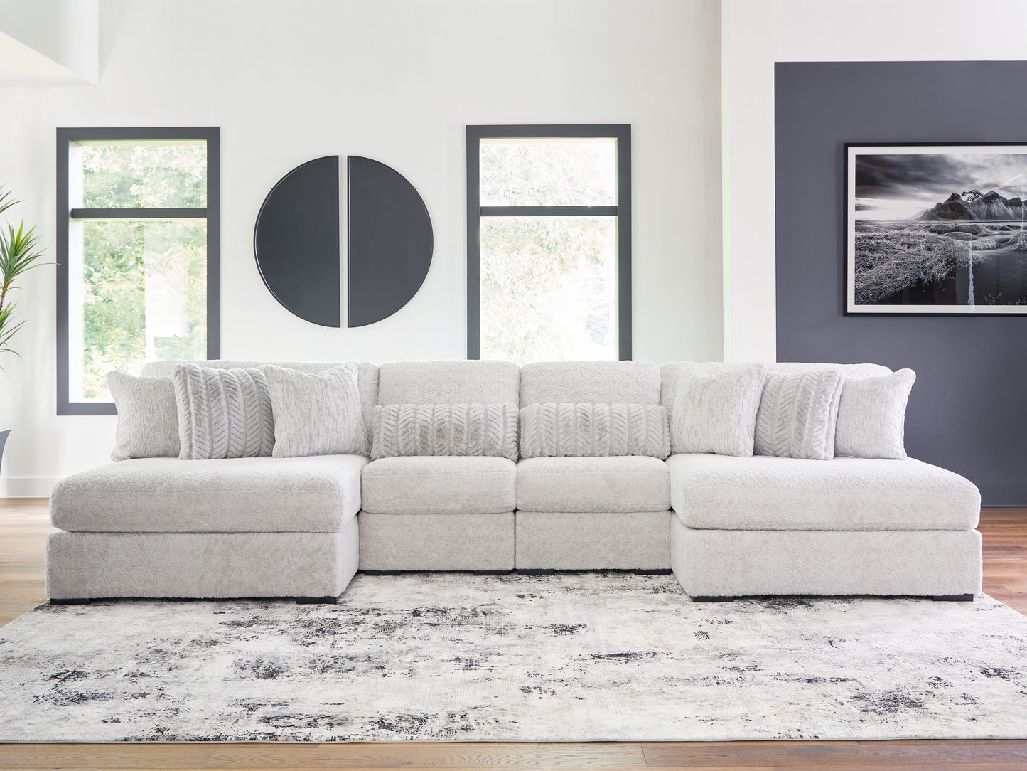 Orange Furniture Outlet - Ashley Furniture - Cuddle Plush Sectional - 4-Piece Sectional with Chaise / Arctic - PC59106S4
