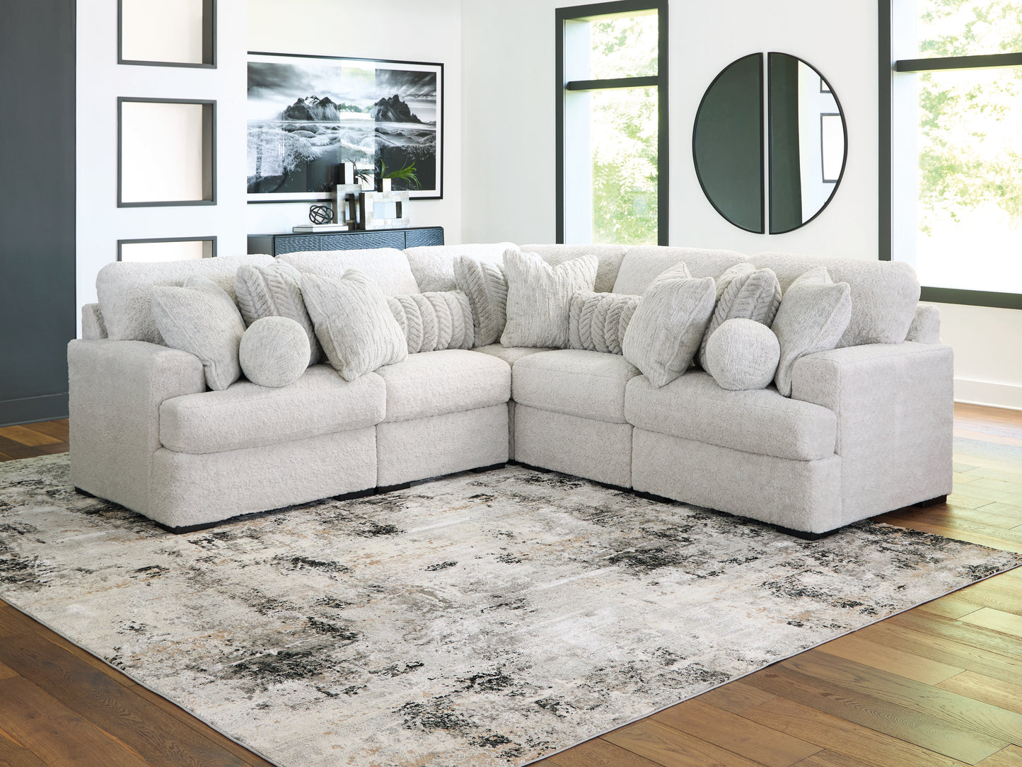 Orange Furniture Outlet - Ashley Furniture - Cuddle Plush Sectional - RAF 5-Piece Sectional / Arctic - PC59106S2