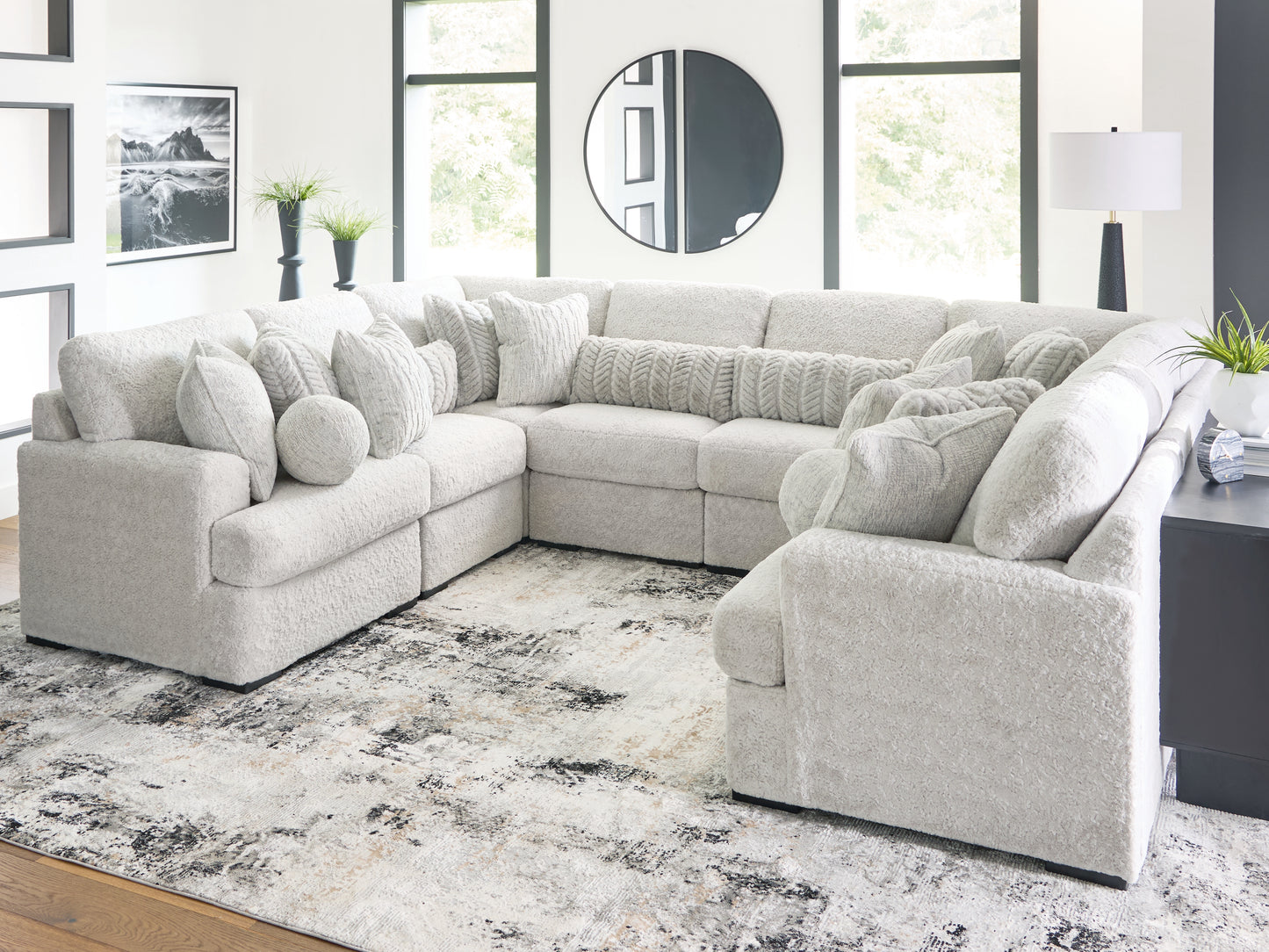 Orange Furniture Outlet - Ashley Furniture - Cuddle Plush Sectional - RAF 8-Piece Sectional / Arctic - PC59106S6