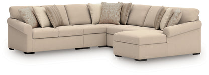Orange Furniture Outlet - Ashley Furniture - LadyMae Sectional - RAF 5-Piece Sectional with Chaise / Twill - 59404S4