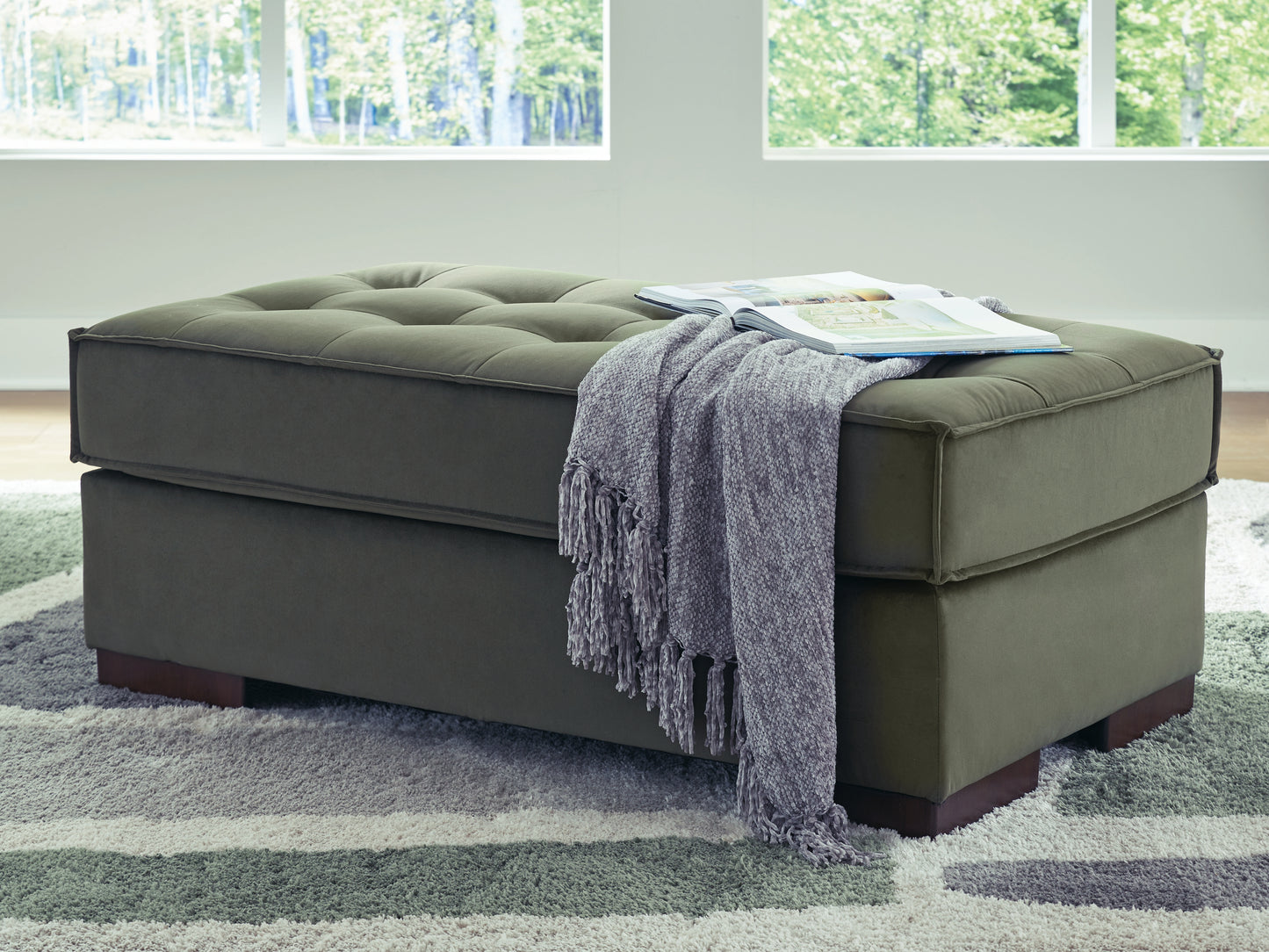 Orange Furniture Outlet - Ashley Furniture - Caspian-Town Living Room - Oversized Accent Ottoman / Olive - PC6170208