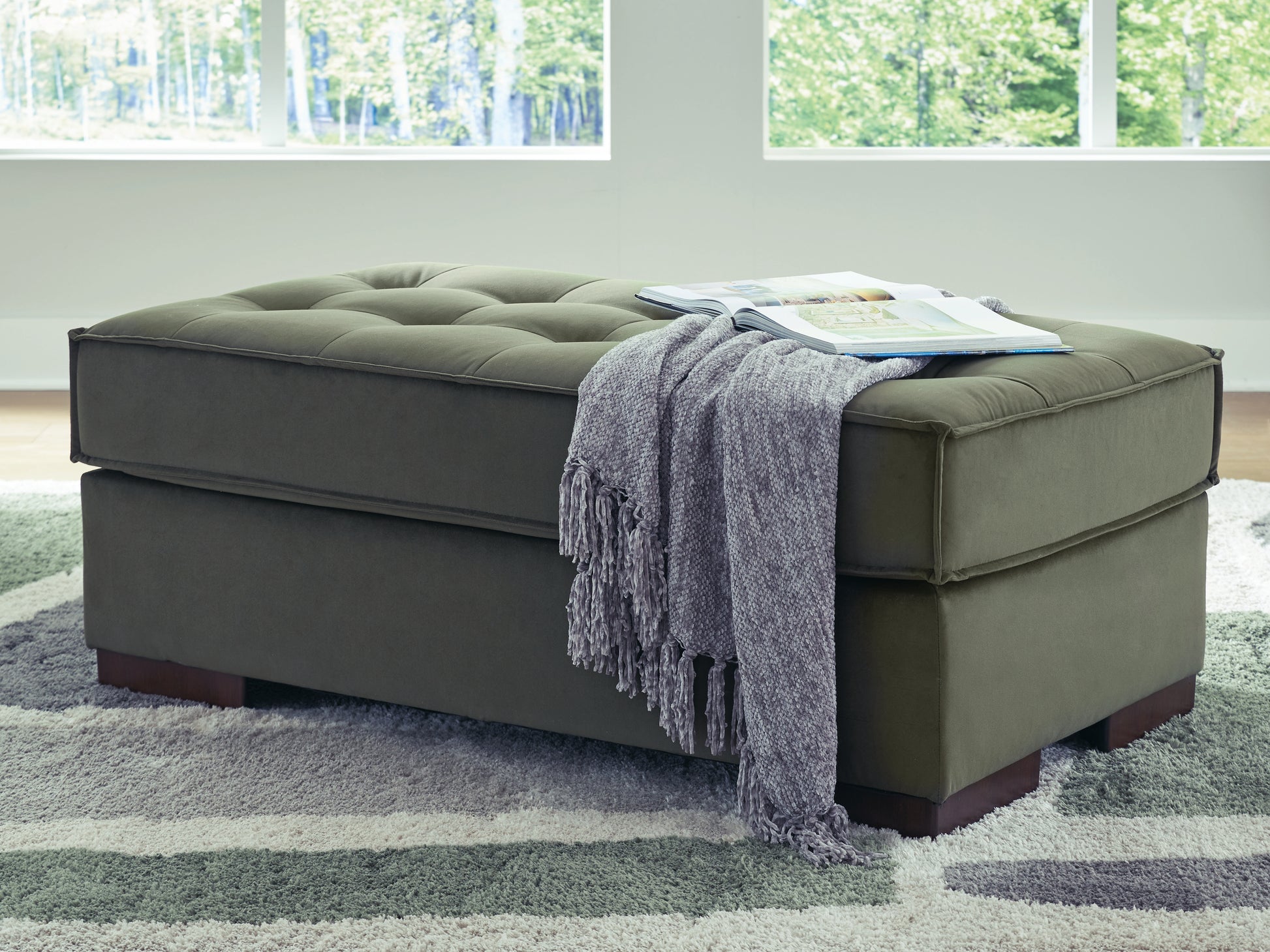 Orange Furniture Outlet - Ashley Furniture - Caspian-Town Living Room - Oversized Accent Ottoman / Olive - PC6170208