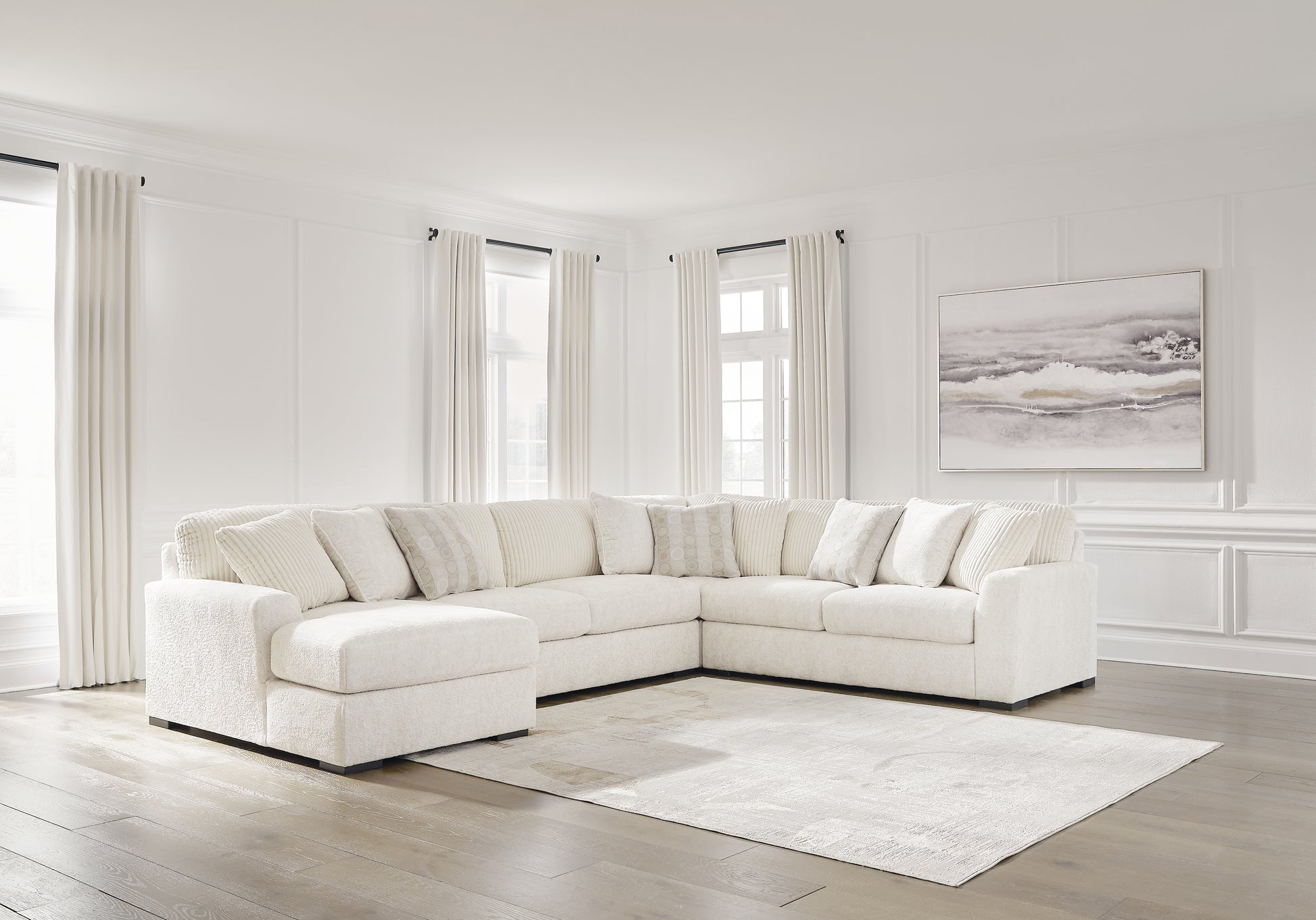 Orange Furniture Outlet - Ashley Furniture - Chessington Sectional - RAF 4-Piece Sectional with Chaise / Ivory - 61904S3