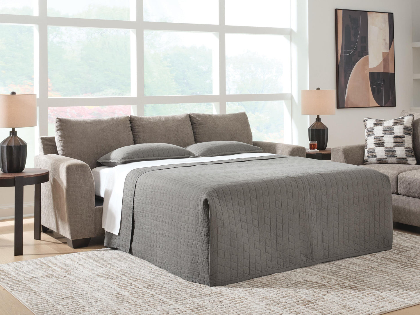 Orange Furniture Outlet - Ashley Furniture - Loreo Living Room - Queen Sofa Sleeper / Truffle - 6310239