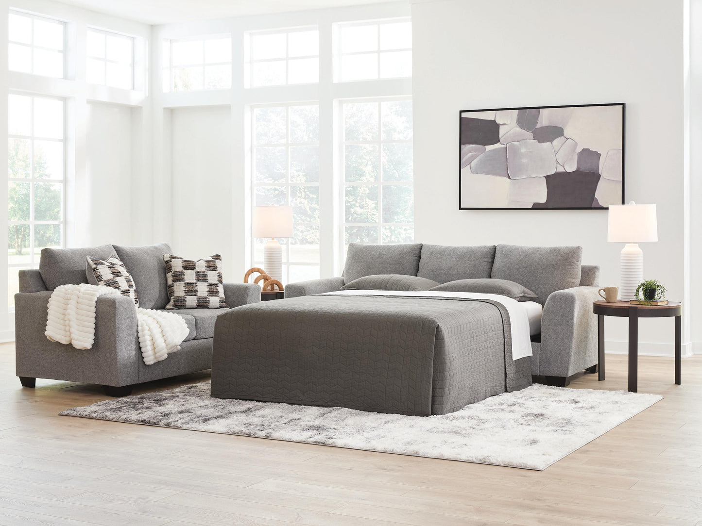 Orange Furniture Outlet - Ashley Furniture - Loreo Living Room - Queen Sofa Sleeper / Flint - 6310339