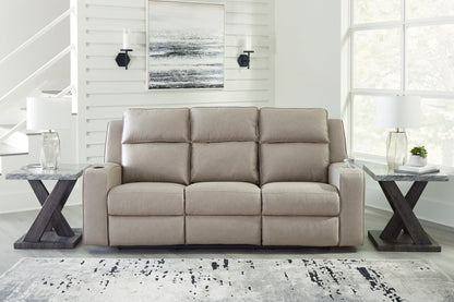 Orange Furniture Outlet - Ashley Furniture - Lavenhorne Living Room - REC Sofa w/Drop Down Table / Pebble - 6330789