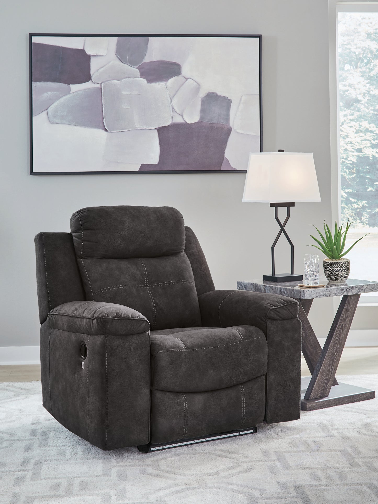 Orange Furniture Outlet - Ashley Furniture - Brysonview Living Room - Zero Wall Recliner / Charcoal - 6360529