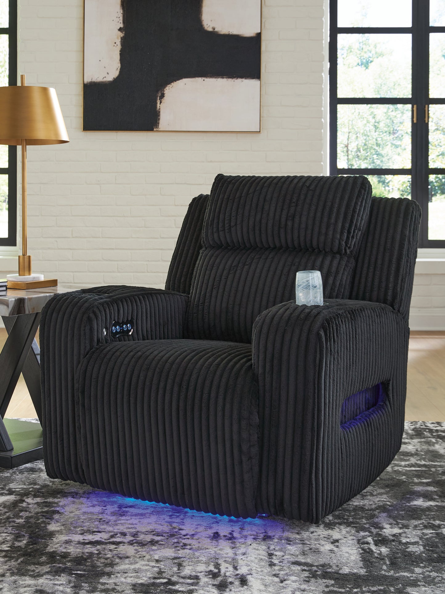 Orange Furniture Outlet - Ashley Furniture - Forest Lake Living Room - PWR Recliner/ADJ Headrest / Black - PC6420213