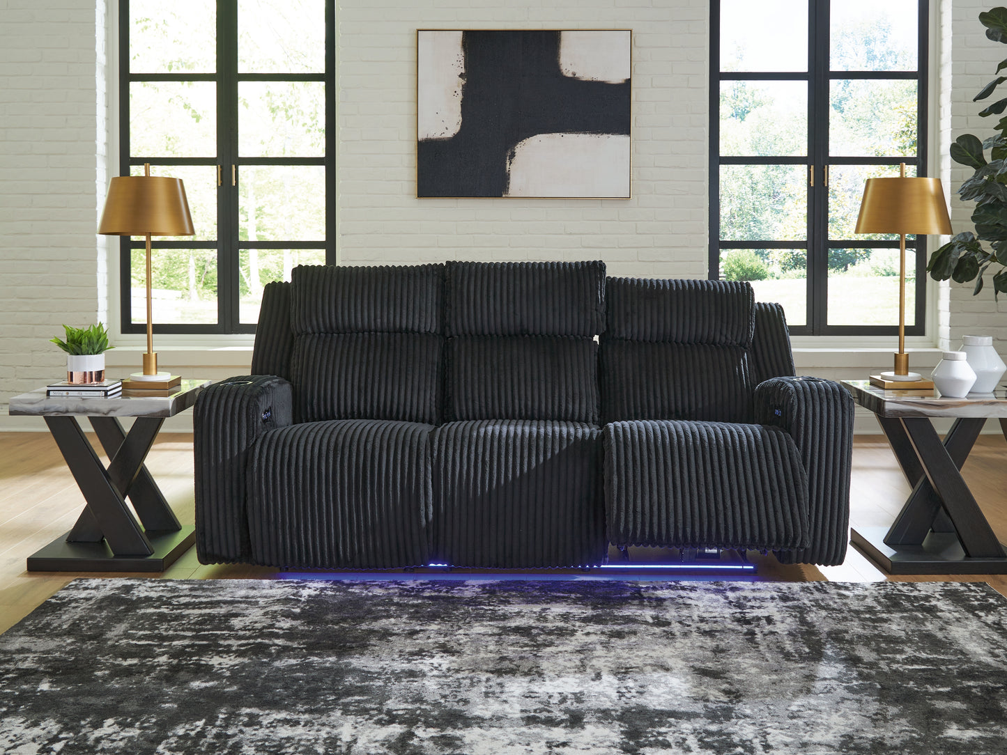 Orange Furniture Outlet - Ashley Furniture - Forest Lake Living Room - PWR REC Sofa with ADJ Headrest / Alloy - PC6420315