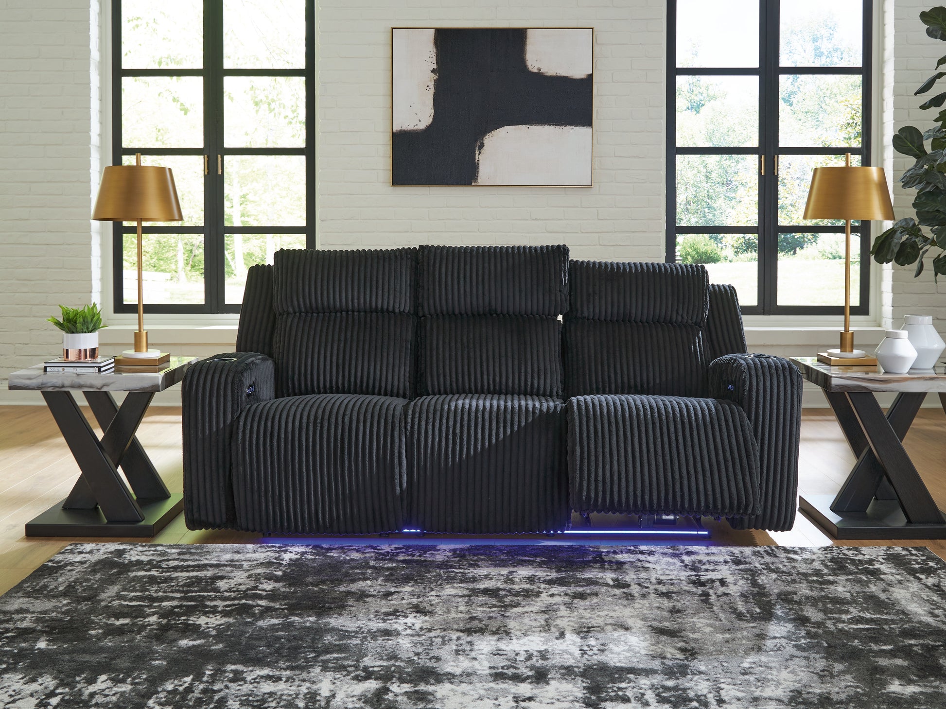 Orange Furniture Outlet - Ashley Furniture - Forest Lake Living Room - PWR REC Sofa with ADJ Headrest / Alloy - PC6420315