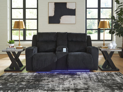 Orange Furniture Outlet - Ashley Furniture - Forest Lake Living Room - PWR REC Loveseat/CON/ADJ HDRST / Black - PC6420218