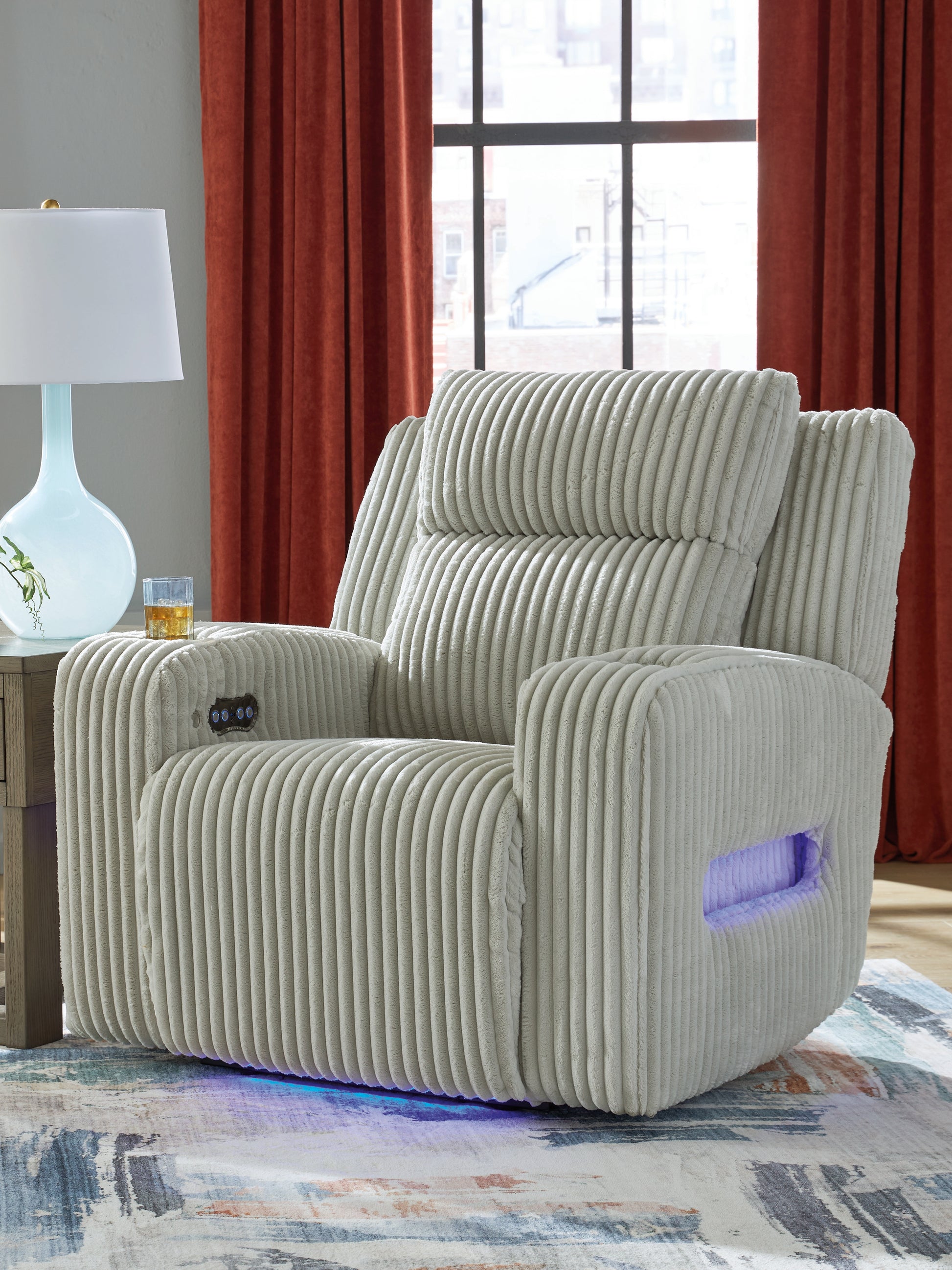 Orange Furniture Outlet - Ashley Furniture - Forest Lake Living Room - PWR Recliner/ADJ Headrest / Alloy - PC6420313