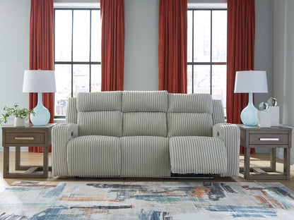 Orange Furniture Outlet - Ashley Furniture - Forest Lake Living Room - PWR REC Sofa with ADJ Headrest / Alloy - PC6420315