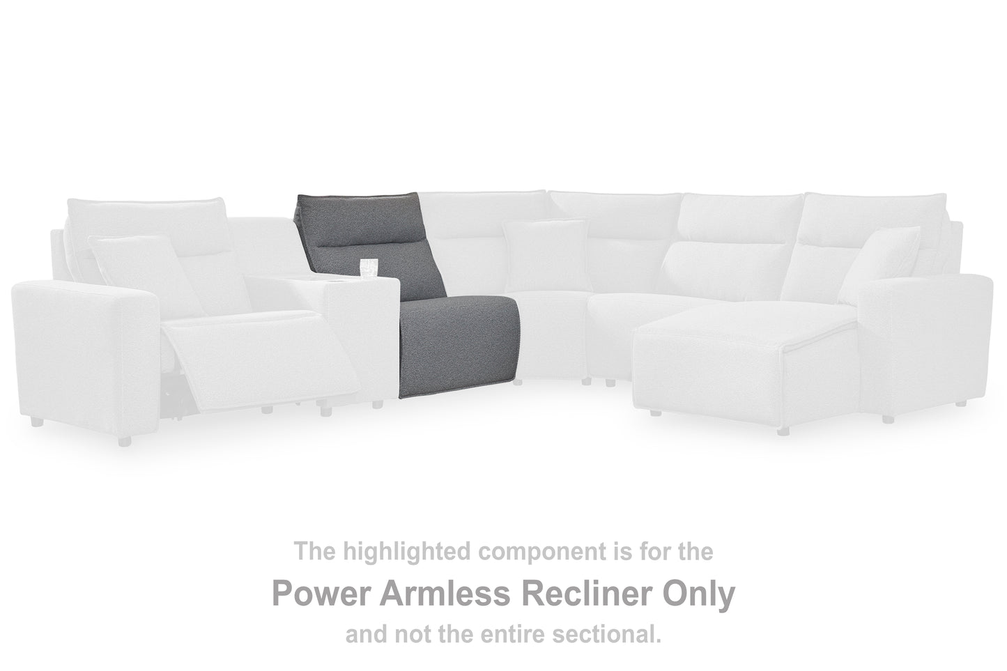 Orange Furniture Outlet - Ashley Furniture - ModMax II Sectional - PWR Armless REC w/ADJ Headrest / Salt and Pepper - 6590631