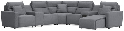 Orange Furniture Outlet - Ashley Furniture - ModMax II Sectional - 7-Piece Power Reclining Sectional with Chaise and Audio System / Salt and Pepper - 65906S45