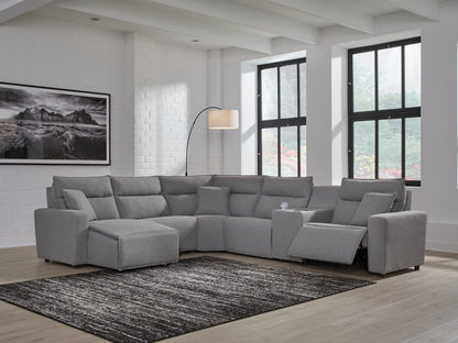 Orange Furniture Outlet - Ashley Furniture - ModMax II Sectional - 6-Piece Power Reclining Sectional with Chaise and Console / Salt and Pepper - 65906S19