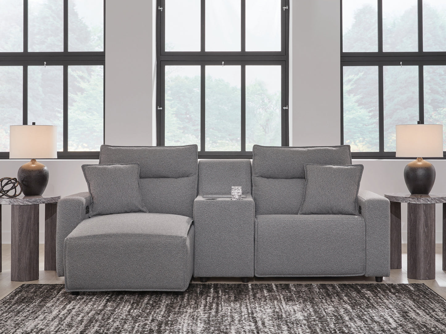 Orange Furniture Outlet - Ashley Furniture - ModMax II Sectional - 3-Piece Power Reclining Sectional with Chaise and Console / Salt and Pepper - 65906S17