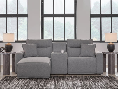 Orange Furniture Outlet - Ashley Furniture - ModMax II Sectional - 3-Piece Power Reclining Sectional with Chaise and Console / Salt and Pepper - 65906S17