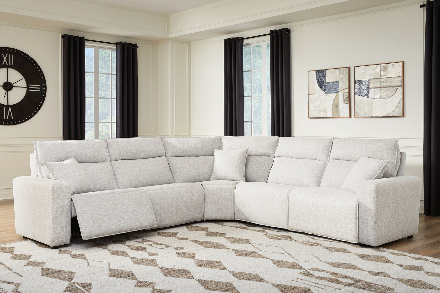 Orange Furniture Outlet - Ashley Furniture - ModMax II Sectional - 5-Piece Power Reclining Sectional / Stone - 65907S8