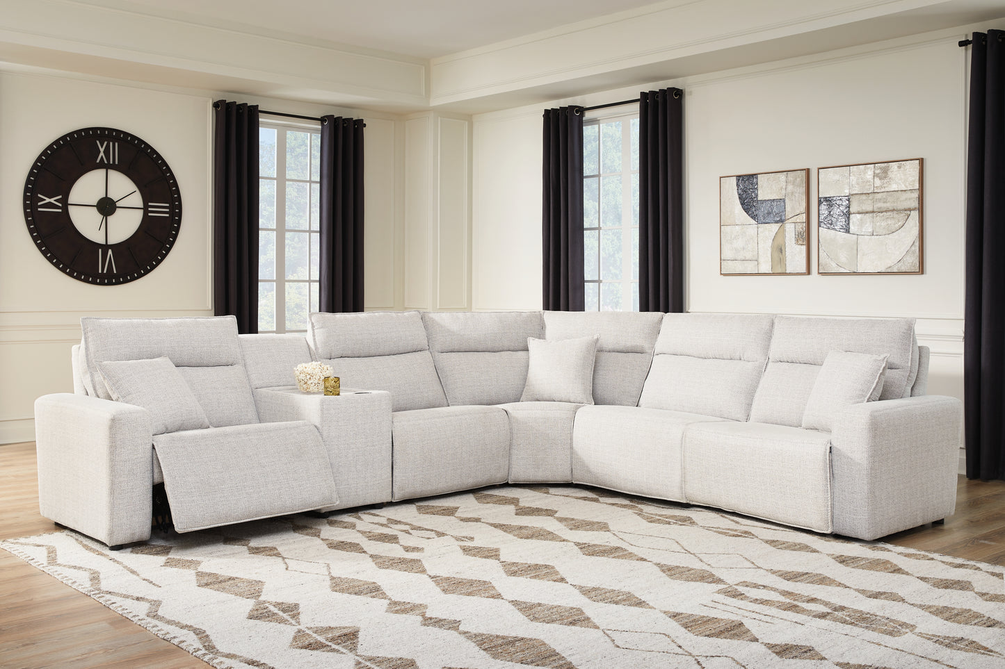 Orange Furniture Outlet - Ashley Furniture - ModMax II Sectional - 6-Piece Reclining Sectional with Console / Stone - 65907S36