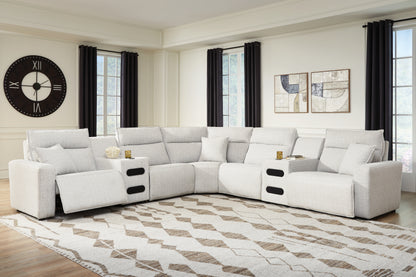Orange Furniture Outlet - Ashley Furniture - ModMax II Sectional - 7-Piece Power Reclining Sectional with Audio Consoles / Stone - 65907S9